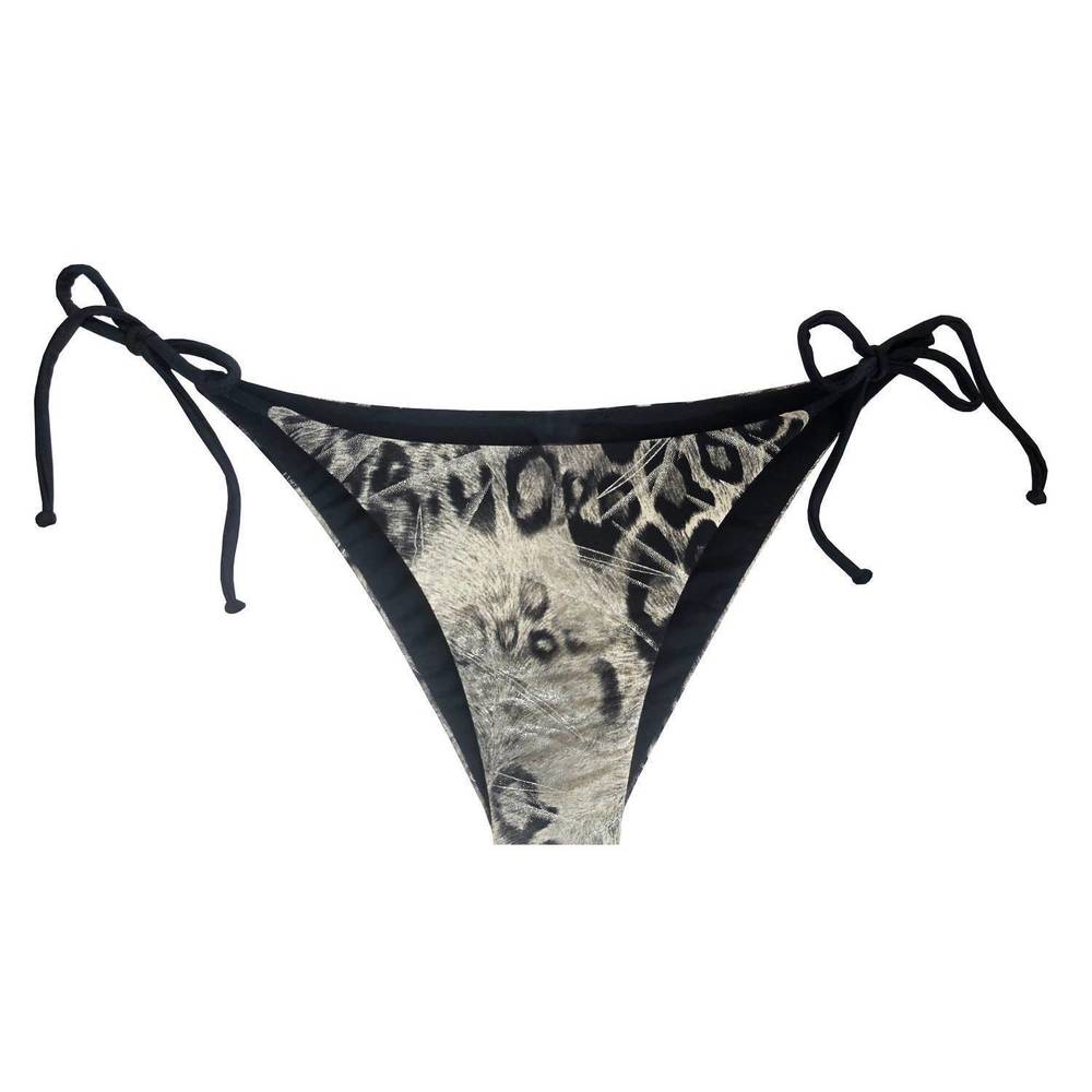 NEW ULA SWIMWEAR women's reversible cheetah print bikini bottom in silver/black